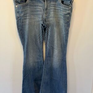 Express Women’s Flare Jeans in Medium Blue Wash